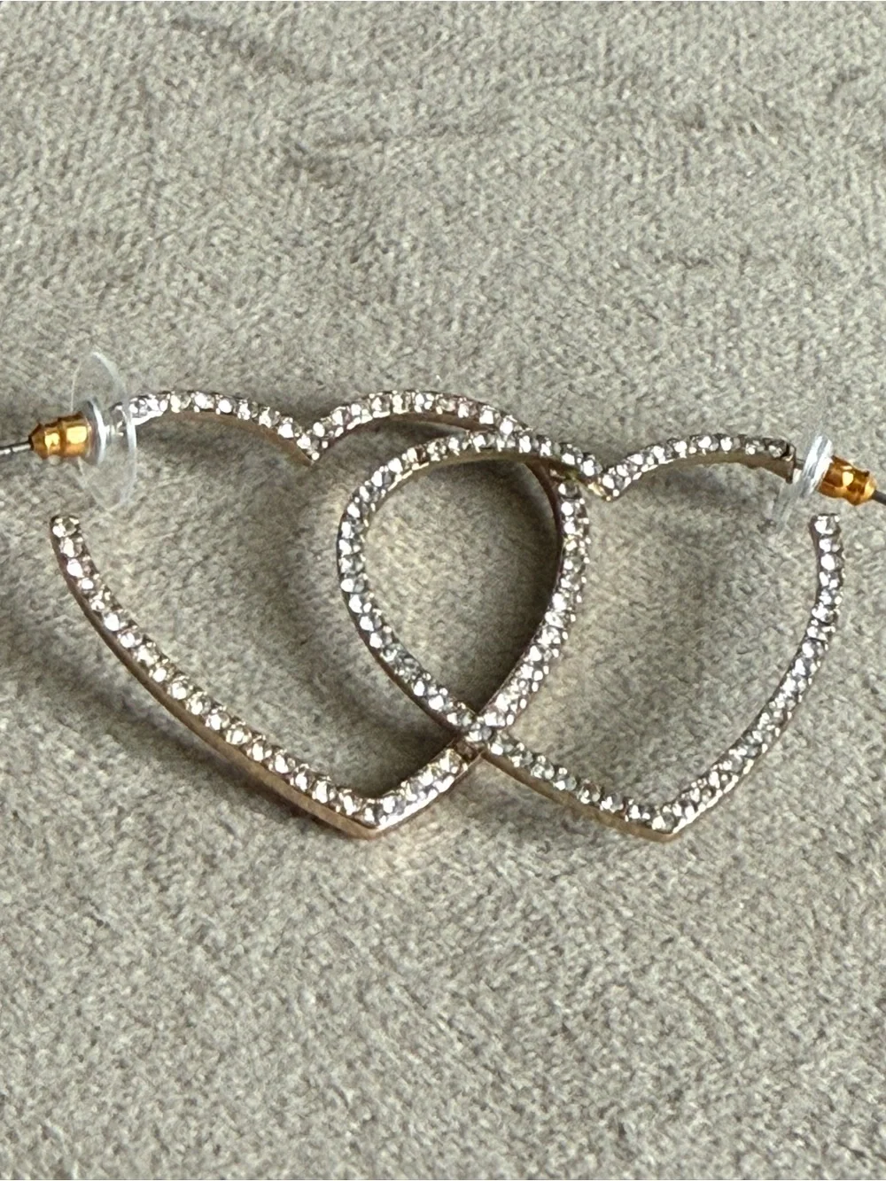 Gold-Tone Crystal Double Heart Drop Earrings